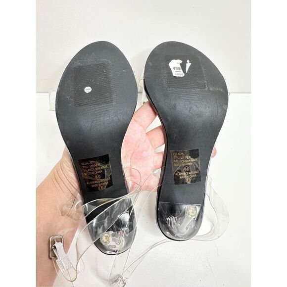Chase + Chloe Sandals Womens Size 8.5 Clear Embellished Strappy Heels With Bow - Picture 9 of 10